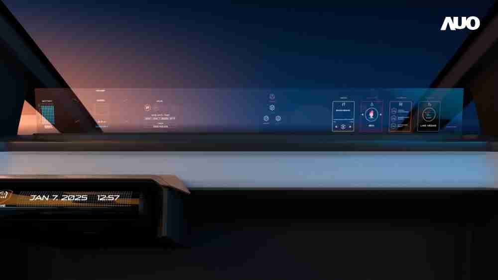 PA直营无界透明显示接口(Horizon Image Glass)透过车运算方案整合仪表板、、、中控台及副驾显示器，，一体式全景呈现，，，提供乘用者清晰的前方视野、、行车必要信息与娱乐功能